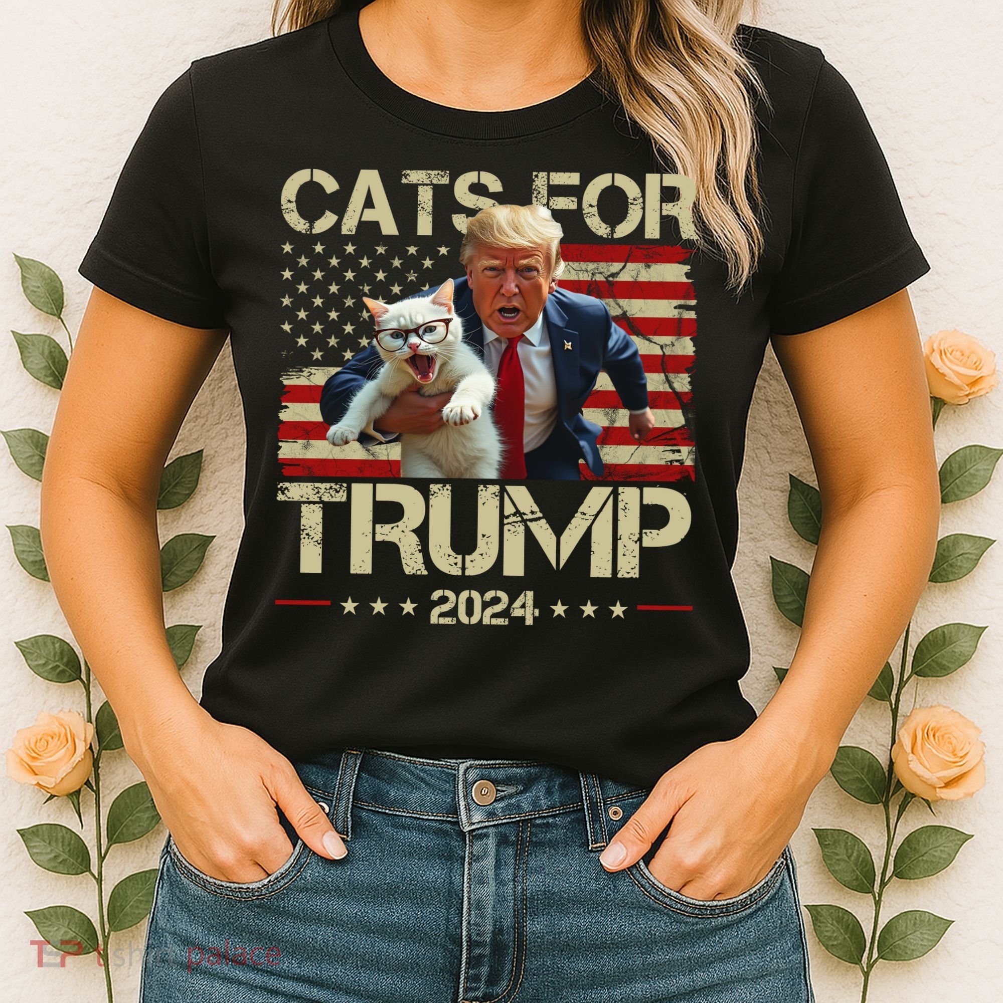 Cats For Trump 2024 Funny Vote Donald Trump Women's T-Shirt