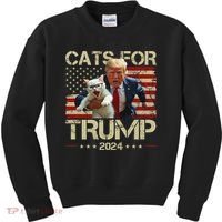 Cats For Trump 2024 Funny Vote Donald Trump Kids Sweatshirt thumb 0