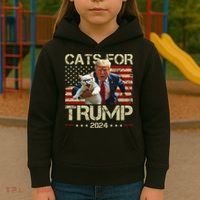 Cats For Trump 2024 Funny Vote Donald Trump Kids Hoodie thumb 3