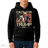 Cats For Trump 2024 Funny Vote Donald Trump Kids Hoodie thumb 4