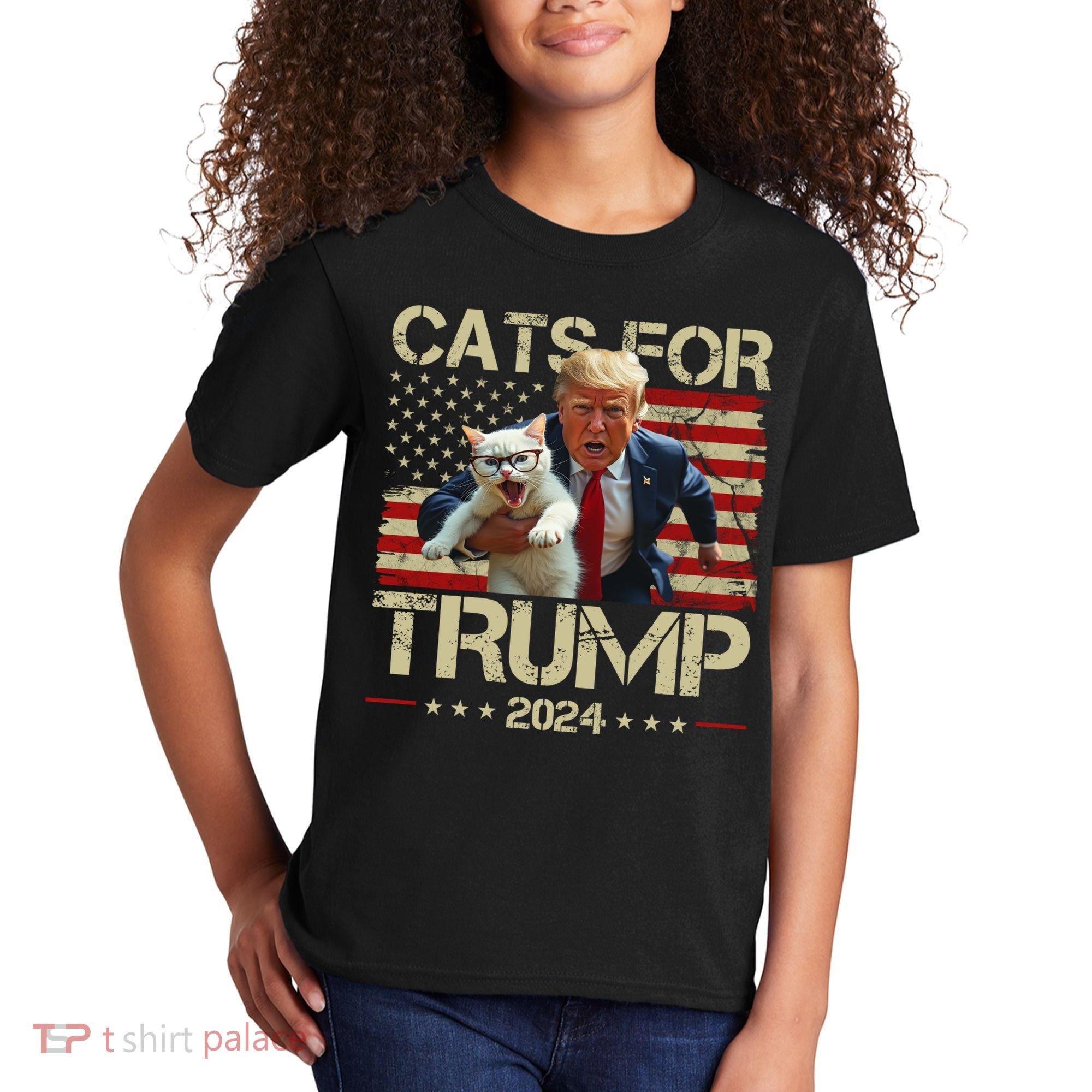 Cats For Trump 2024 Funny Vote Donald Trump Kids T-Shirt