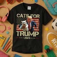 Cats For Trump 2024 Funny Vote Donald Trump Kids T-Shirt thumb 3