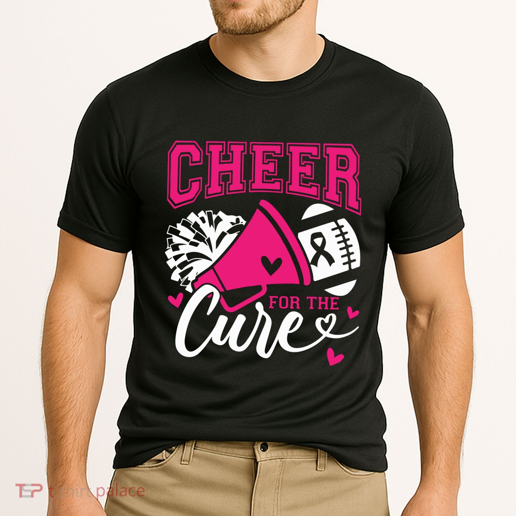 Cheer For The Cure Breast Cancer Cheerleader Pink October Cooling Performance Crew T-Shirt