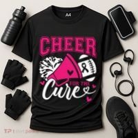 Cheer For The Cure Breast Cancer Cheerleader Pink October Cooling Performance Crew T-Shirt thumb 3