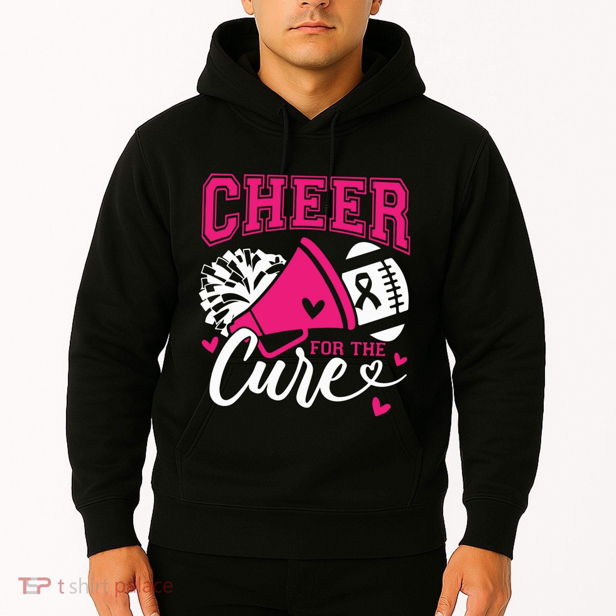 Cheer For The Cure Breast Cancer Cheerleader Pink October Hoodie