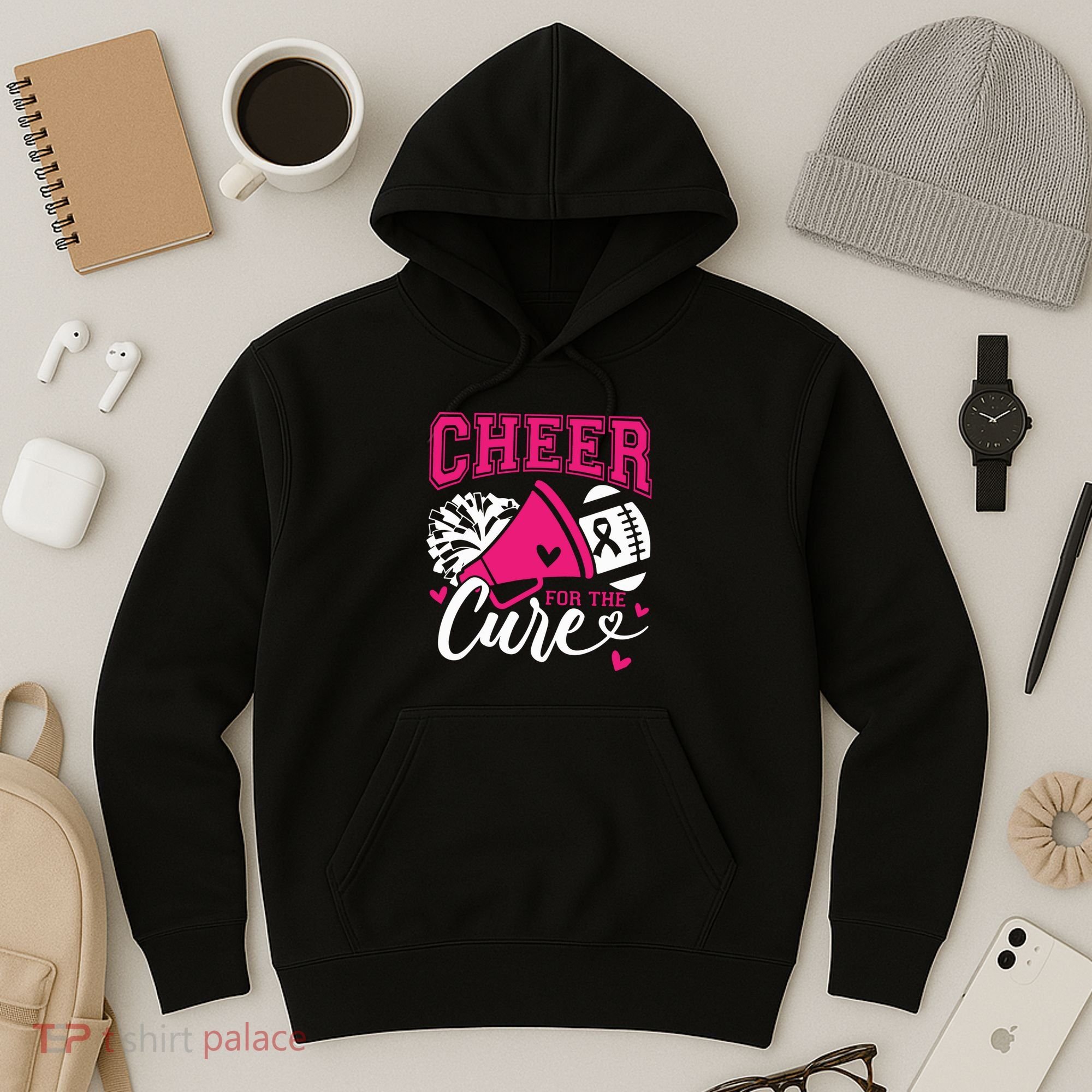 Cheer For The Cure Breast Cancer Cheerleader Pink October Hoodie