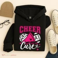 Cheer For The Cure Breast Cancer Cheerleader Pink October Hoodie thumb 4