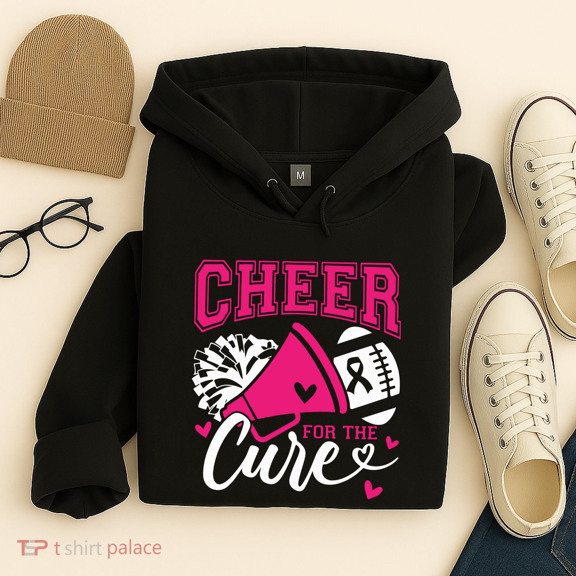Cheer For The Cure Breast Cancer Cheerleader Pink October Hoodie