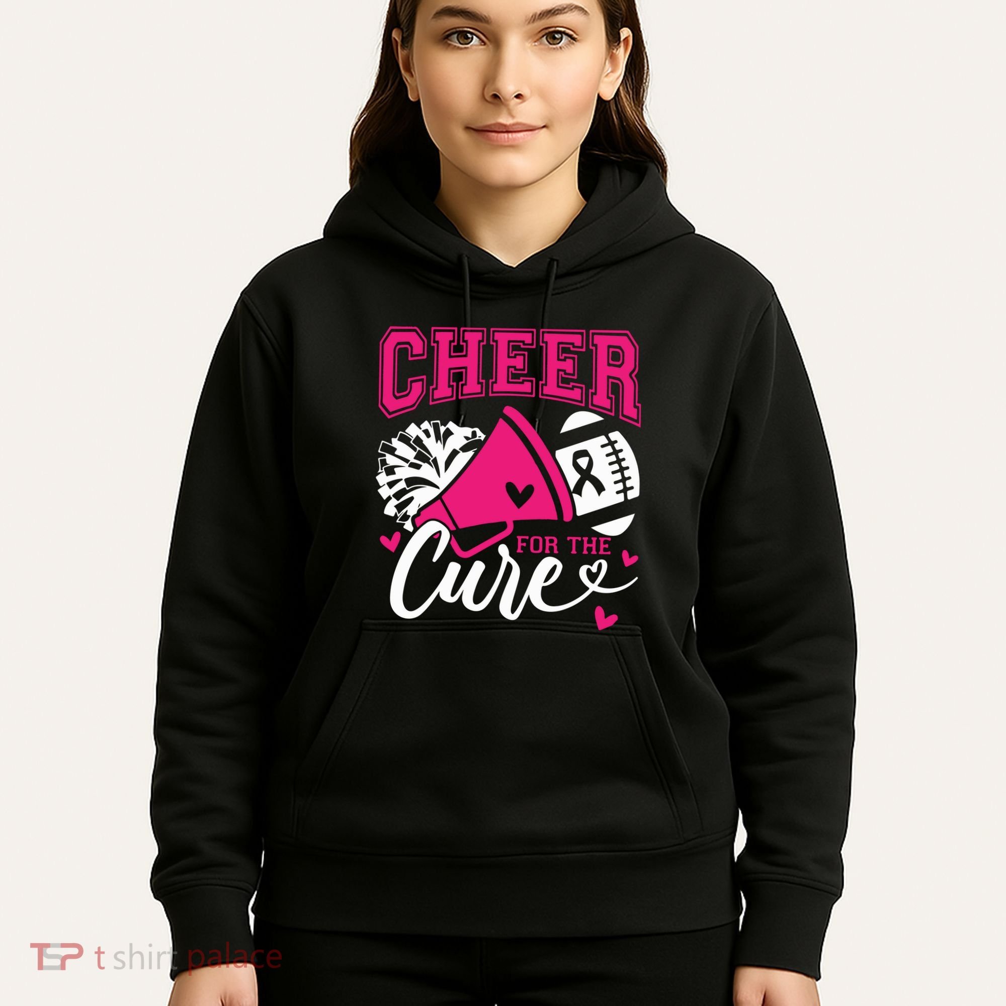 Cheer For The Cure Breast Cancer Cheerleader Pink October Hoodie