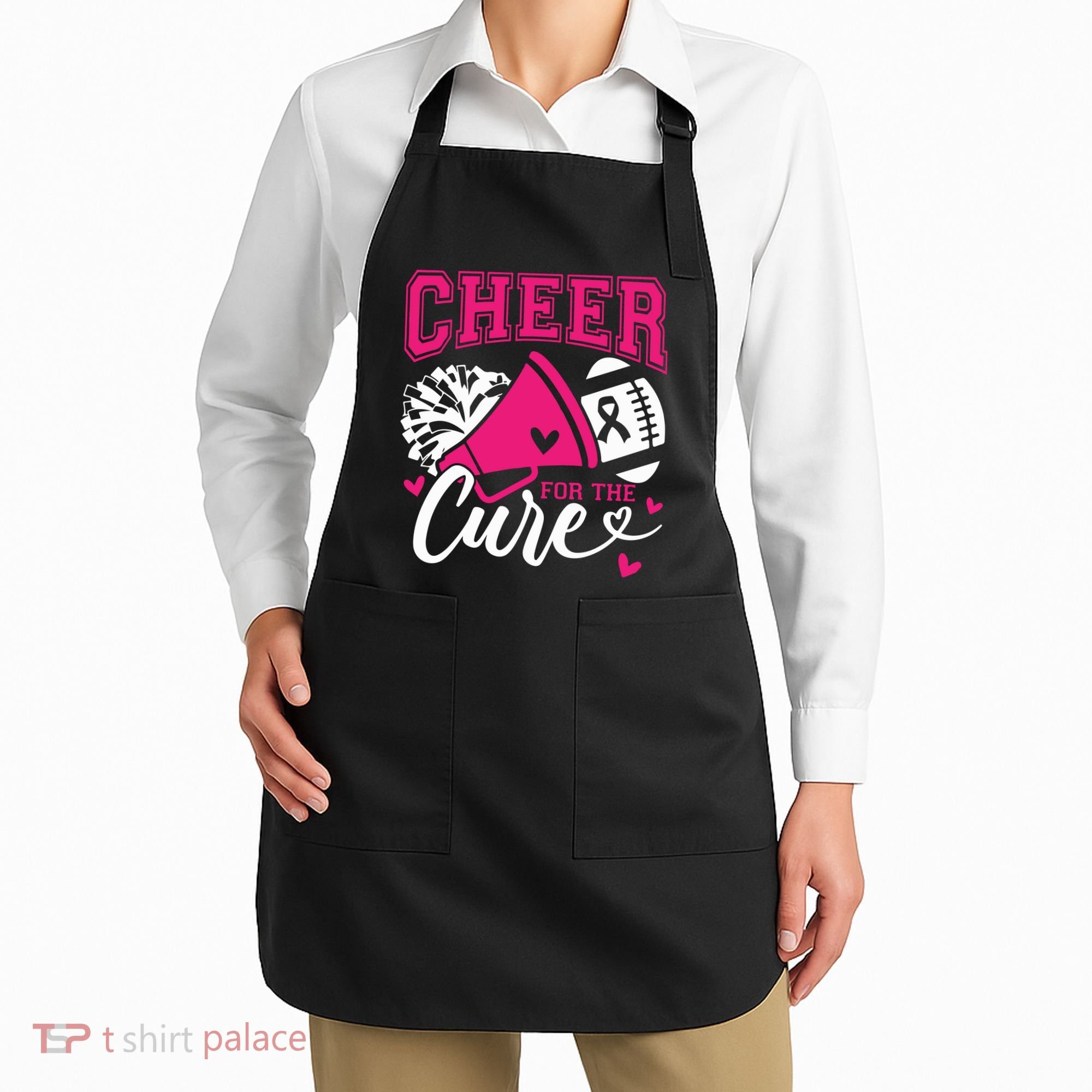 Cheer For The Cure Breast Cancer Cheerleader Pink October Apron