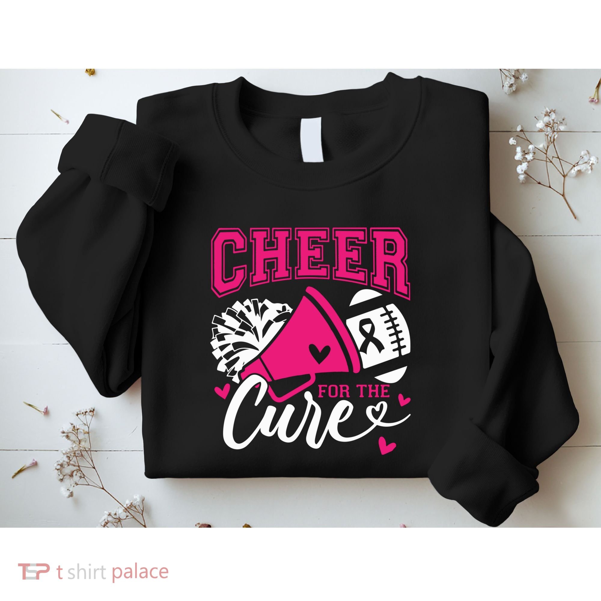 Cheer For The Cure Breast Cancer Cheerleader Pink October Sweatshirt