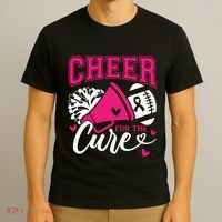 Cheer For The Cure Breast Cancer Cheerleader Pink October T-Shirt thumb 3