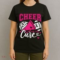Cheer For The Cure Breast Cancer Cheerleader Pink October T-Shirt thumb 4