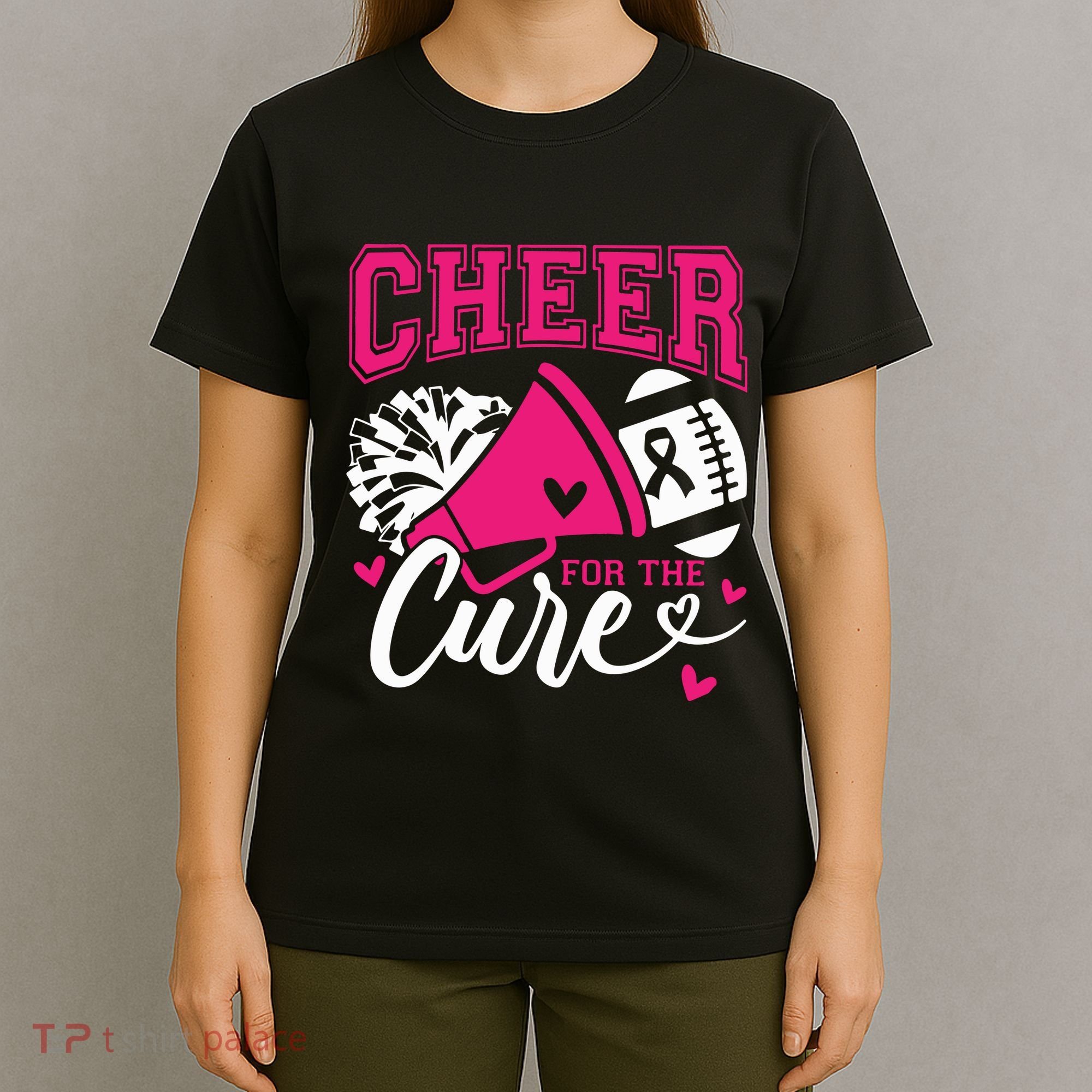 Cheer For The Cure Breast Cancer Cheerleader Pink October T-Shirt
