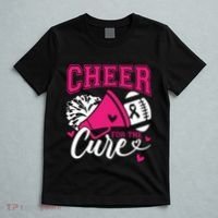 Cheer For The Cure Breast Cancer Cheerleader Pink October T-Shirt thumb 5