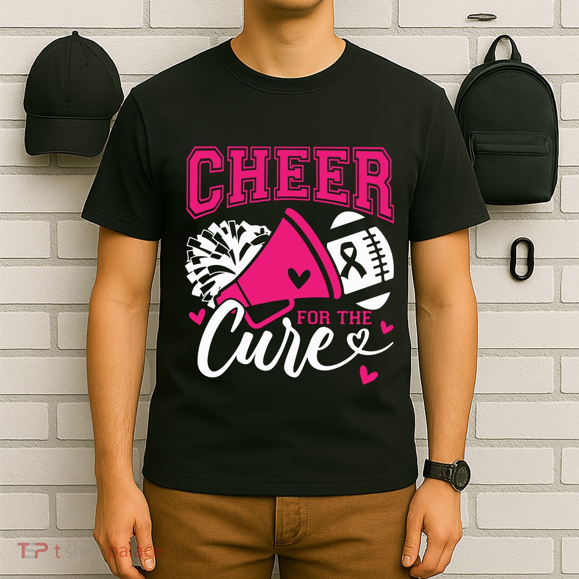 Cheer For The Cure Breast Cancer Cheerleader Pink October T-Shirt
