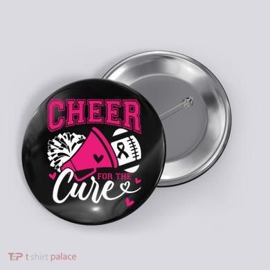Cheer For The Cure Breast Cancer Cheerleader Pink October Button