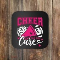 Cheer For The Cure Breast Cancer Cheerleader Pink October Coaster thumb 0