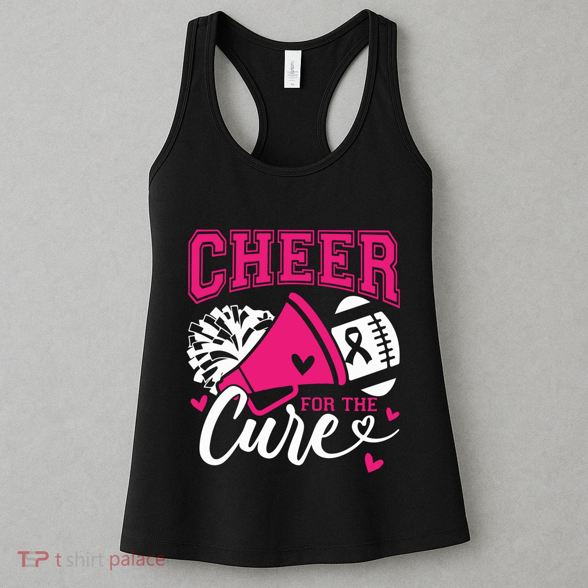 Cheer For The Cure Breast Cancer Cheerleader Pink October Women's Tank Top