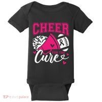 Cheer For The Cure Breast Cancer Cheerleader Pink October Baby Bodysuit thumb 0
