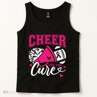 Cheer For The Cure Breast Cancer Cheerleader Pink October Tank Top thumb 2