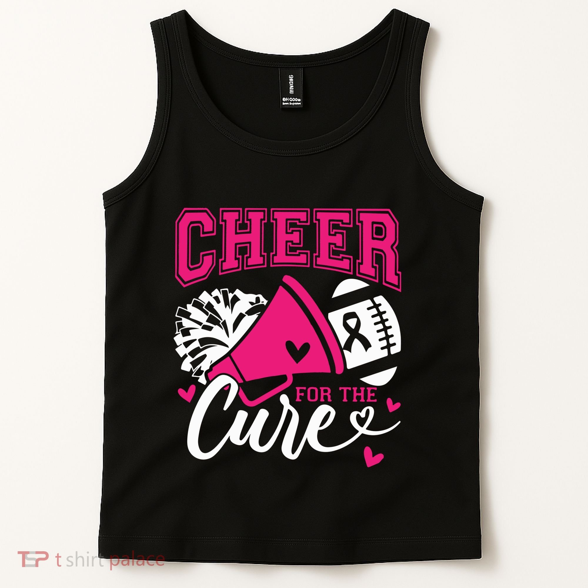 Cheer For The Cure Breast Cancer Cheerleader Pink October Tank Top