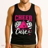 Cheer For The Cure Breast Cancer Cheerleader Pink October Tank Top thumb 3
