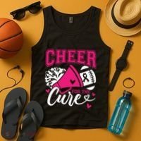 Cheer For The Cure Breast Cancer Cheerleader Pink October Tank Top thumb 4