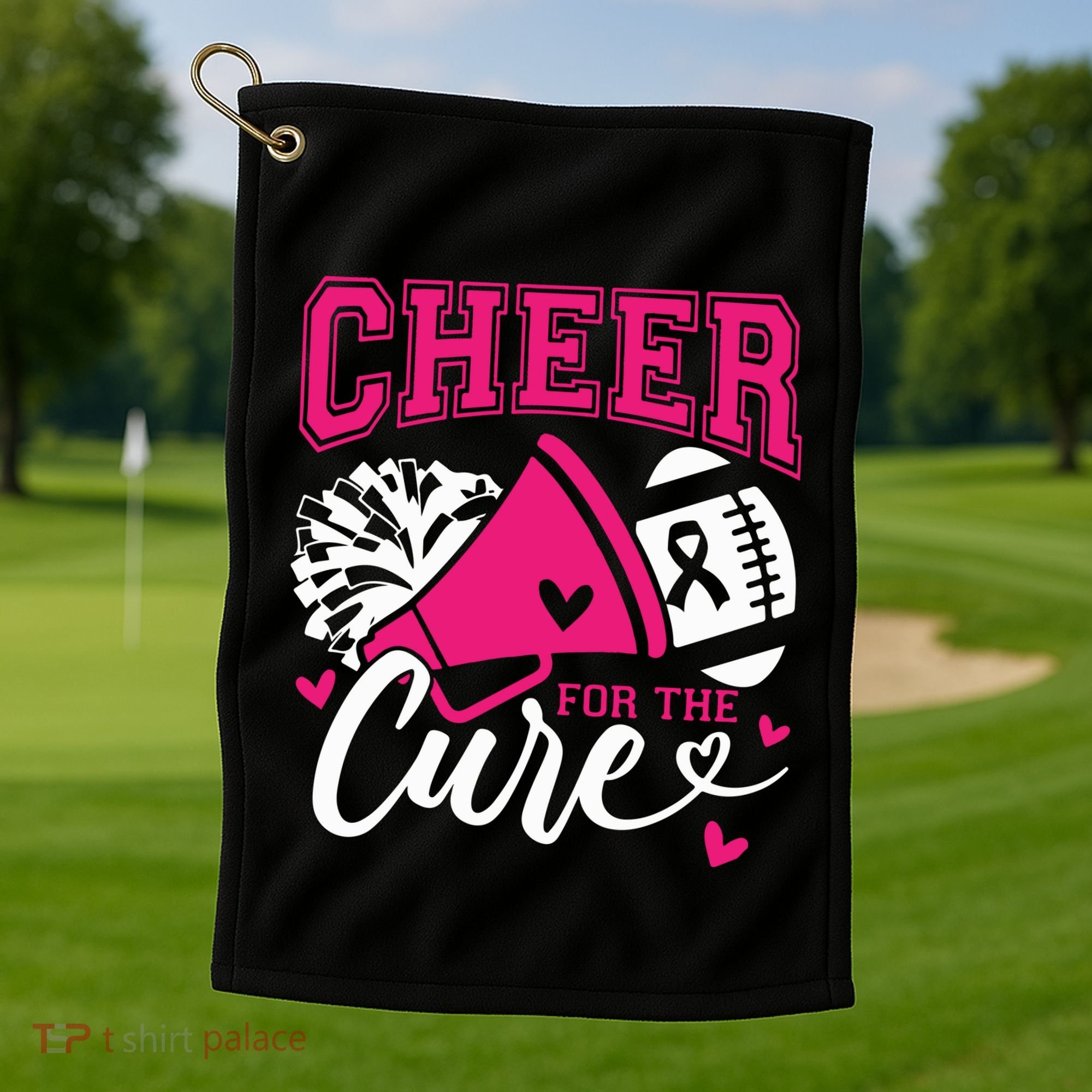 Cheer For The Cure Breast Cancer Cheerleader Pink October Golf Towel