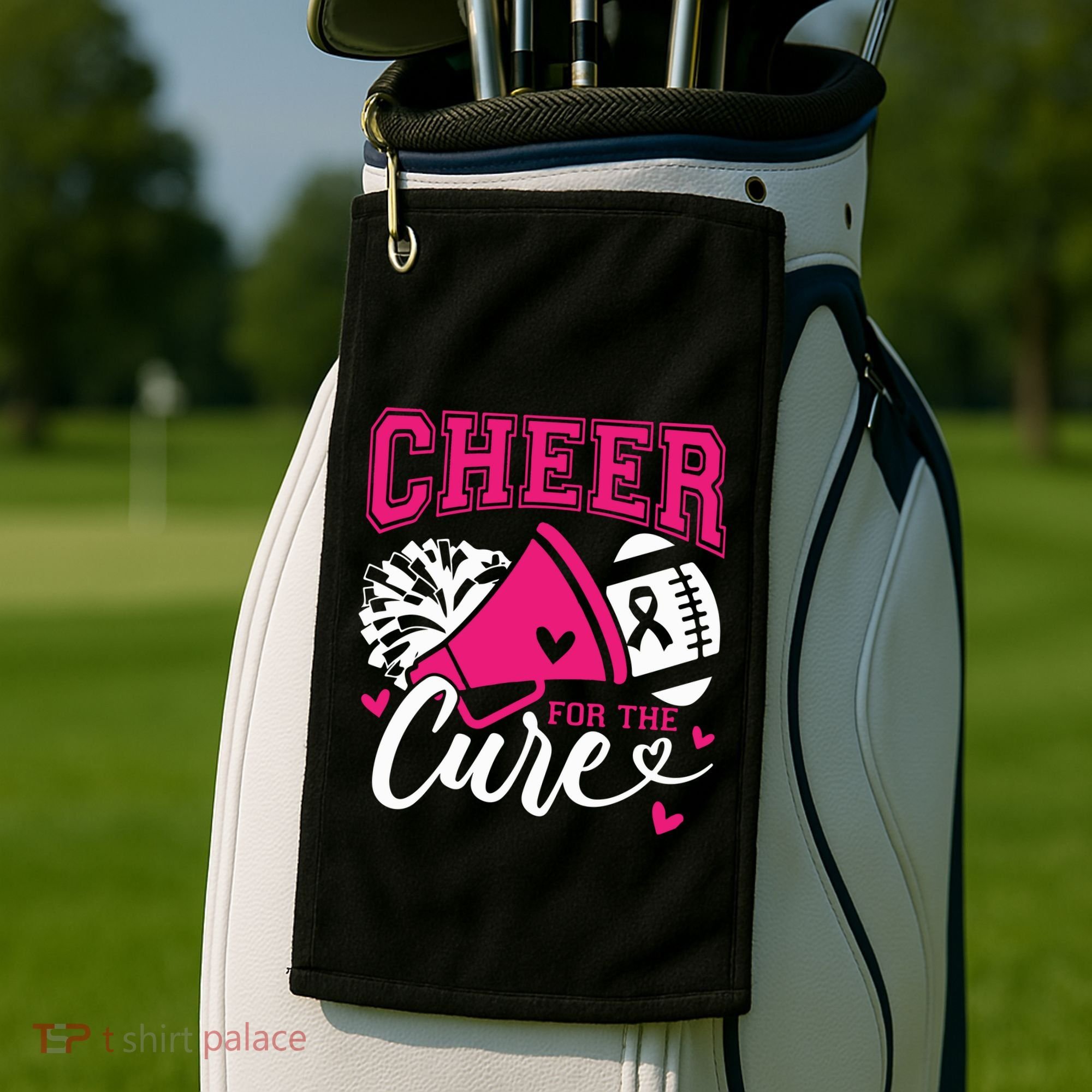 Cheer For The Cure Breast Cancer Cheerleader Pink October Golf Towel