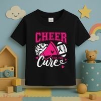 Cheer For The Cure Breast Cancer Cheerleader Pink October Toddler T-Shirt thumb 3