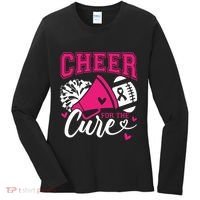 Cheer For The Cure Breast Cancer Cheerleader Pink October Women's Long Sleeve Shirt thumb 0