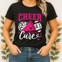 Cheer For The Cure Breast Cancer Cheerleader Pink October Women's T-Shirt thumb 2