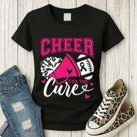 Cheer For The Cure Breast Cancer Cheerleader Pink October Women's T-Shirt thumb 3