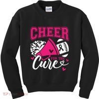 Cheer For The Cure Breast Cancer Cheerleader Pink October Kids Sweatshirt thumb 0