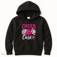Cheer For The Cure Breast Cancer Cheerleader Pink October Kids Hoodie thumb 0