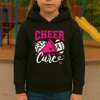 Cheer For The Cure Breast Cancer Cheerleader Pink October Kids Hoodie thumb 3