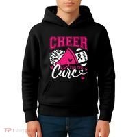 Cheer For The Cure Breast Cancer Cheerleader Pink October Kids Hoodie thumb 4
