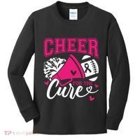 Cheer For The Cure Breast Cancer Cheerleader Pink October Kids Long Sleeve Shirt thumb 0