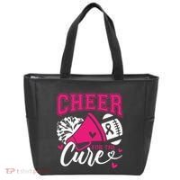 Cheer For The Cure Breast Cancer Cheerleader Pink October Tote Bag thumb 0
