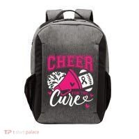 Cheer For The Cure Breast Cancer Cheerleader Pink October Vector Backpack thumb 0
