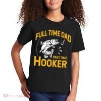 Cute Full Time Dad Part Time Hooker Funny Fathers Day Fishing Kids T-Shirt thumb 2