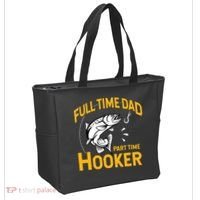 Cute Full Time Dad Part Time Hooker Funny Fathers Day Fishing Tote Bag thumb 2