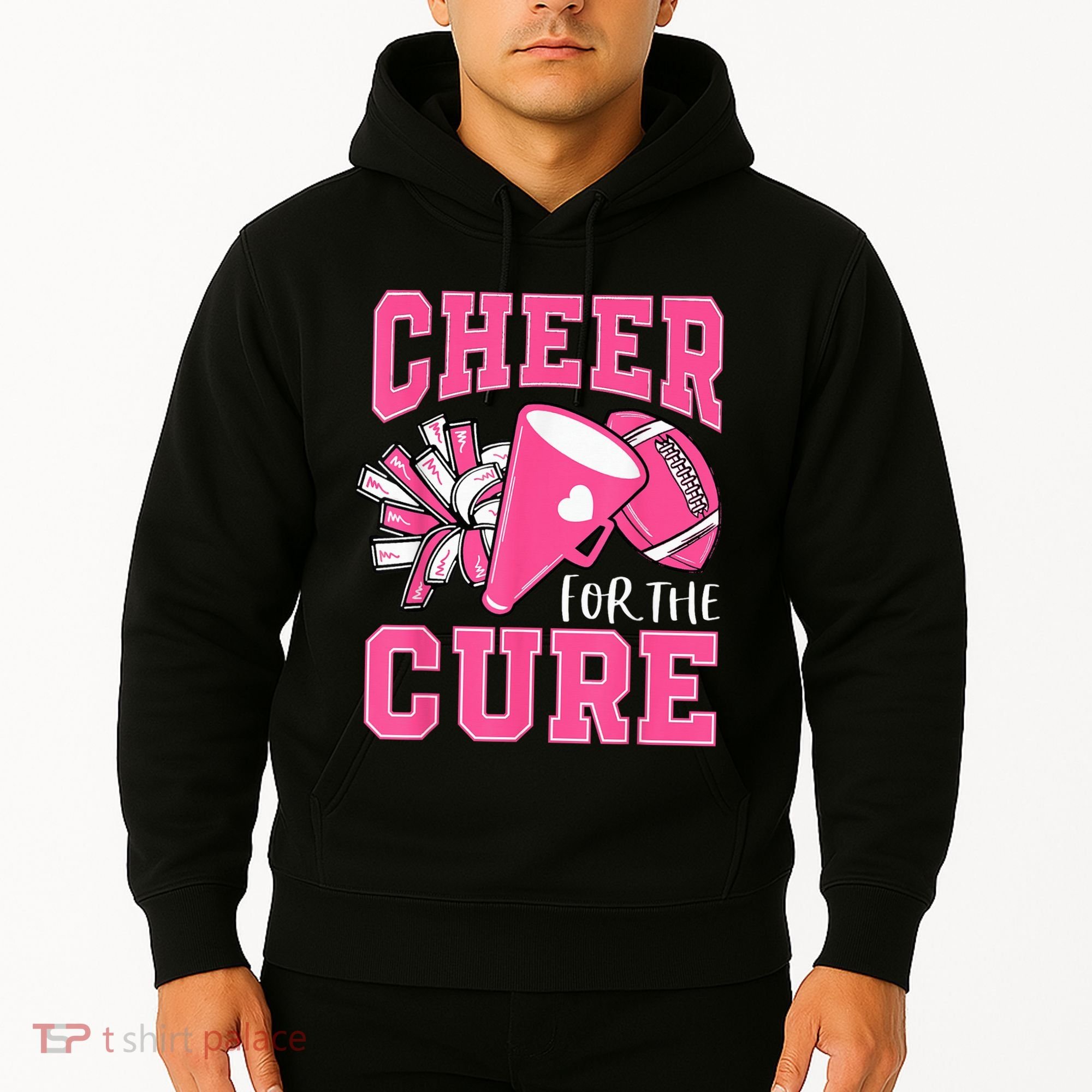 Cheer For The Cure Breast Cancer Awareness Cheerleader Funny Hoodie