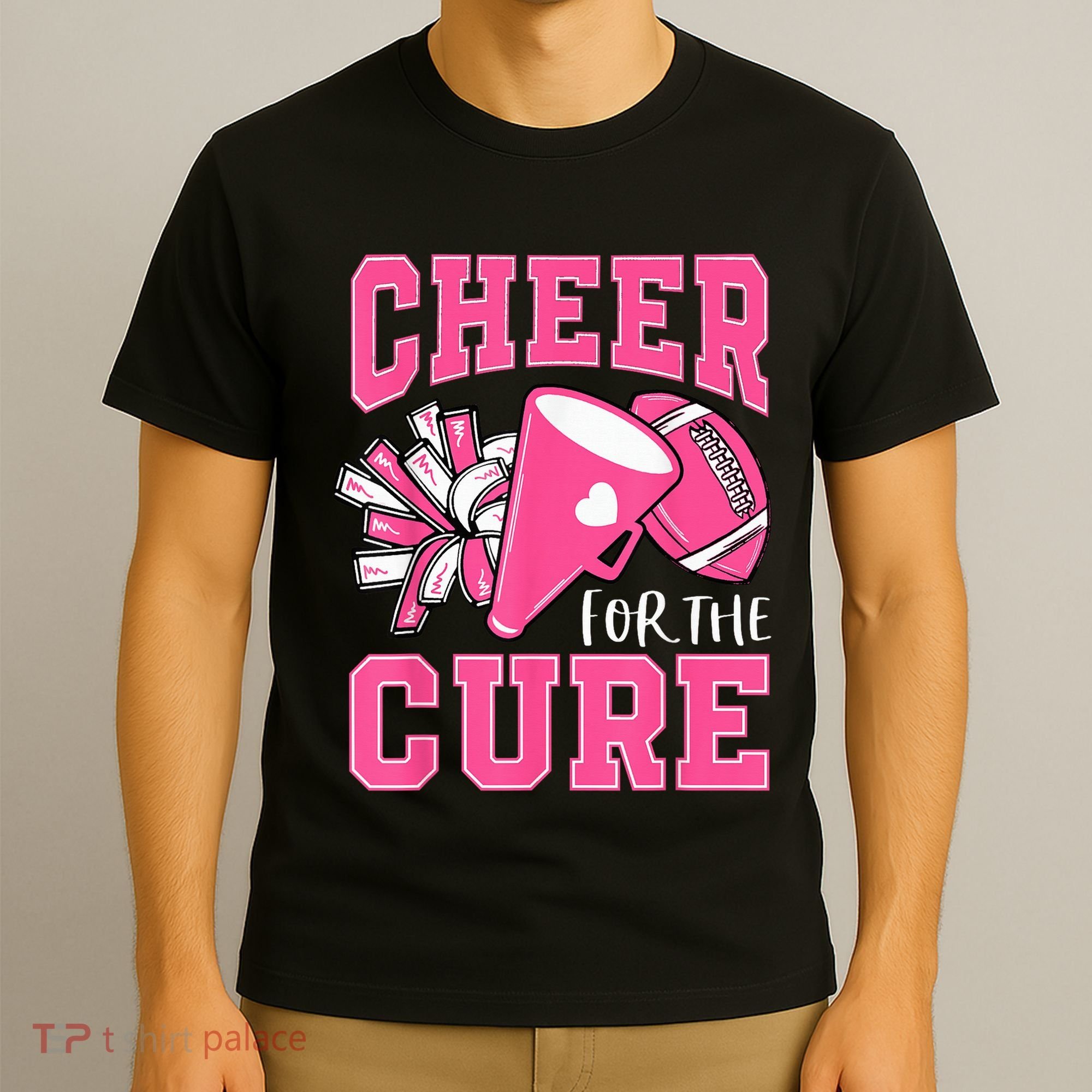 Cheer For The Cure Breast Cancer Awareness Cheerleader Funny T-Shirt