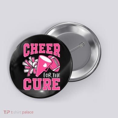 Cheer For The Cure Breast Cancer Awareness Cheerleader Funny Button