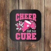 Cheer For The Cure Breast Cancer Awareness Cheerleader Funny Coaster thumb 0
