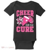 Cheer For The Cure Breast Cancer Awareness Cheerleader Funny Baby Bodysuit thumb 0