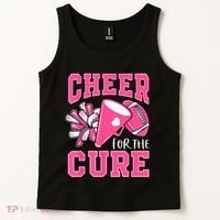 Cheer For The Cure Breast Cancer Awareness Cheerleader Funny Tank Top thumb 2