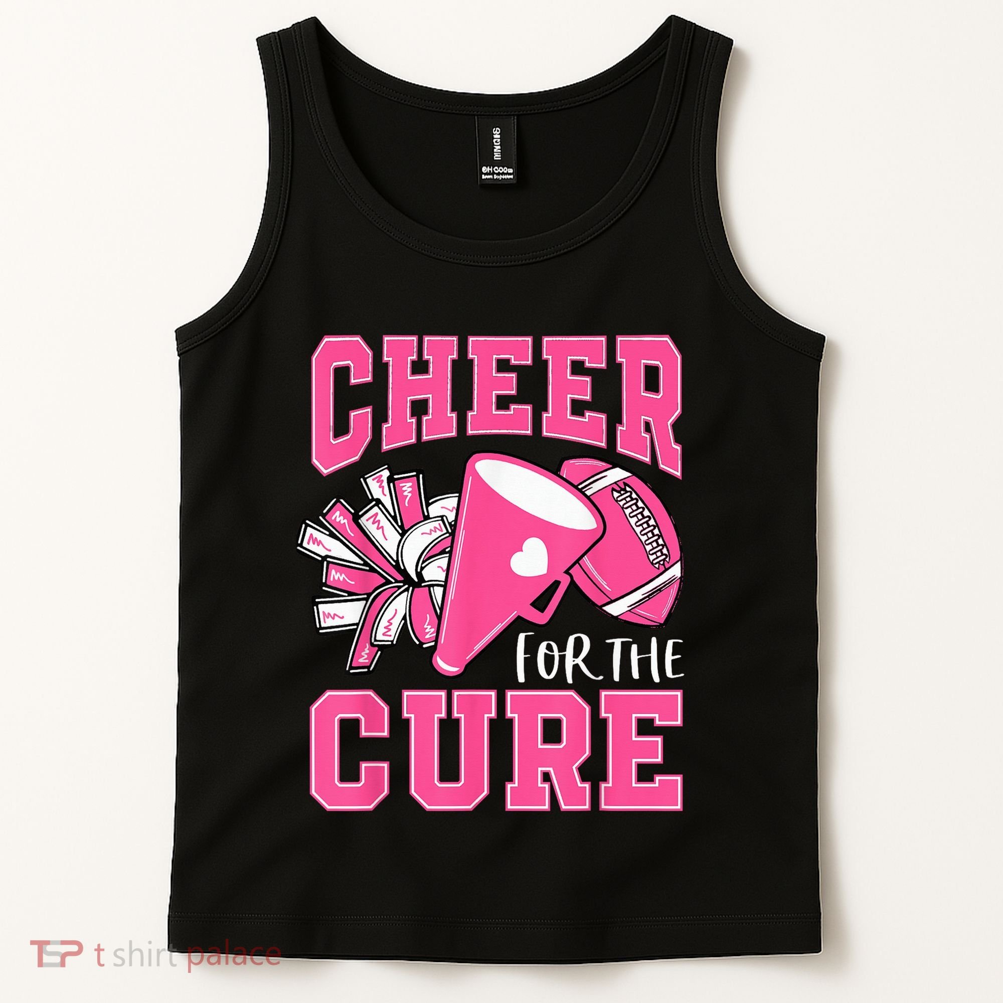 Cheer For The Cure Breast Cancer Awareness Cheerleader Funny Tank Top